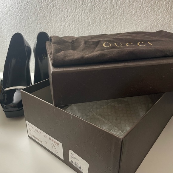 Vintage Gucci Patent Leather Pumps Black Vernice Crystal Nero - Size 9 Authentic - Picture 15 of 16